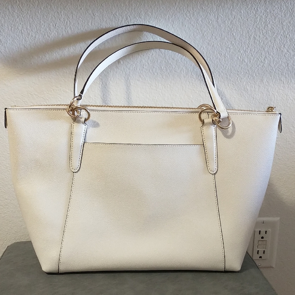 Coach White Leather Tote with Gold Hardware - Picture 3 of 5